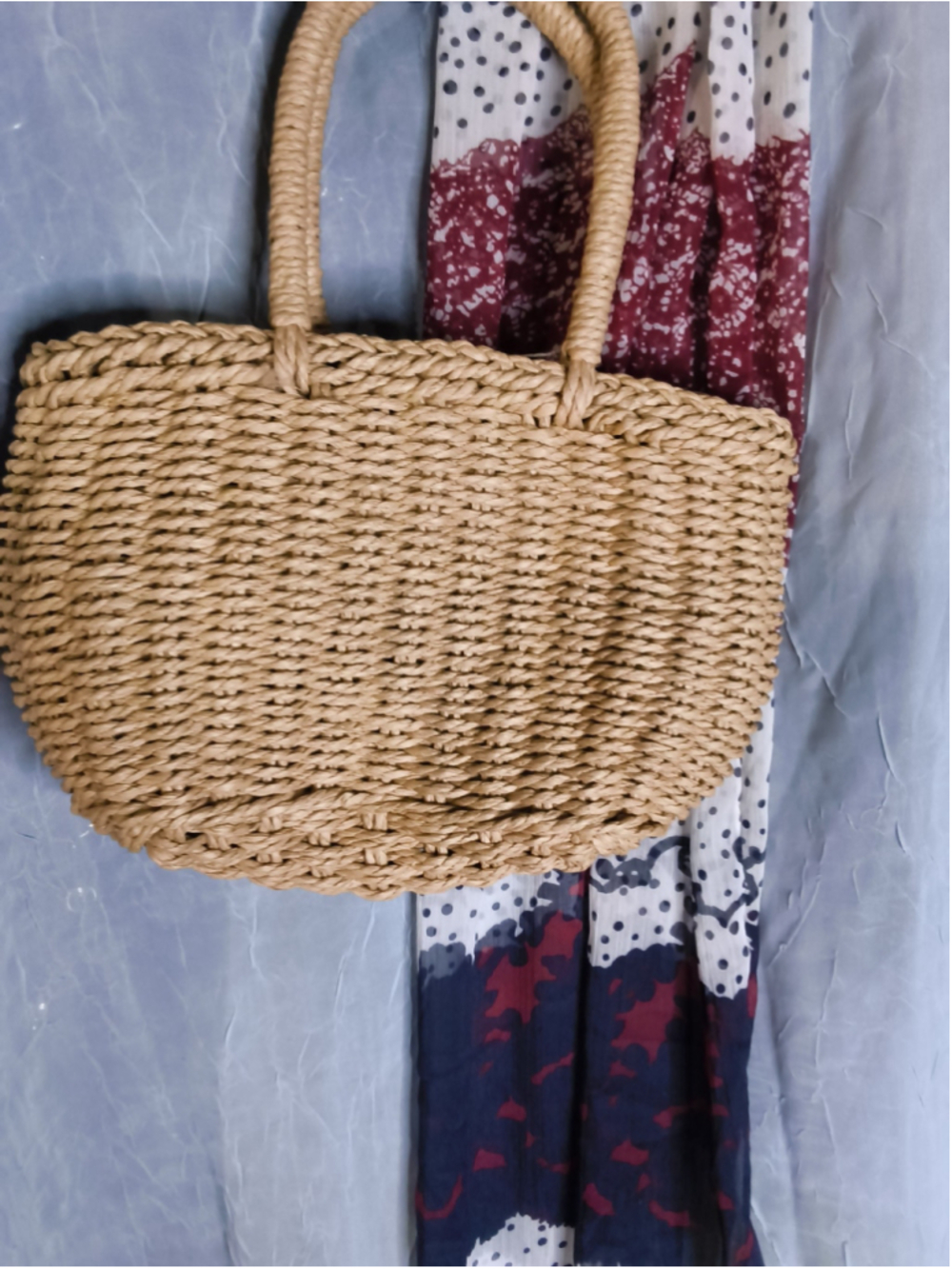 hand-woven straw hobo tote